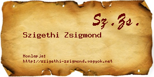 Szigethi Zsigmond névjegykártya